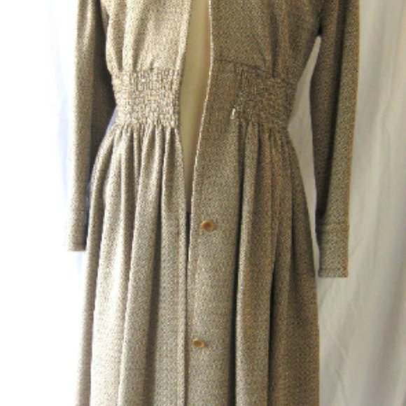 Vintage JAMES GALANOS Couture Tailored Brown Knit Midi Dress, Sz 8 - Picture 6 of 9